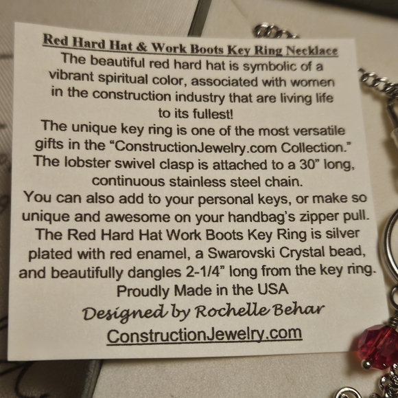 Red hard hat Women in Construction necklace NWB - Picture 3 of 4